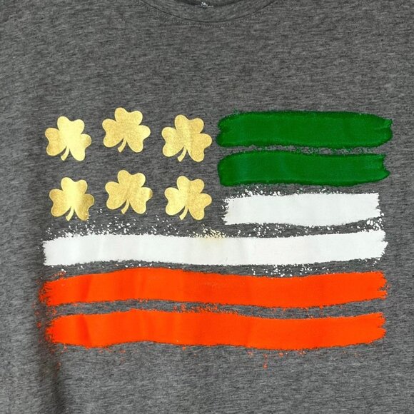 St Patricks Day Irish Womens Tshirt Flag Shamrocks Gray Size XXL - Picture 5 of 7